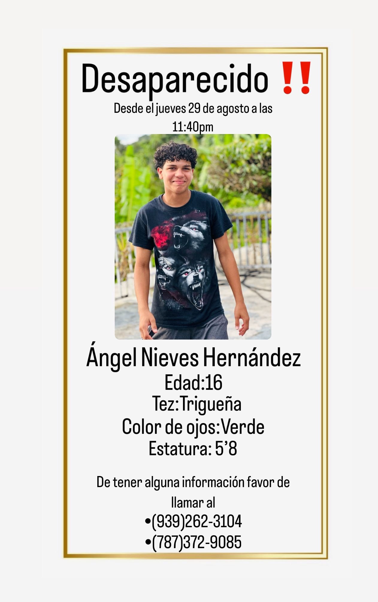 Desaparecido Angel Nievez Hernandez
