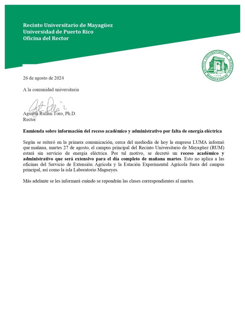carta rum no clases