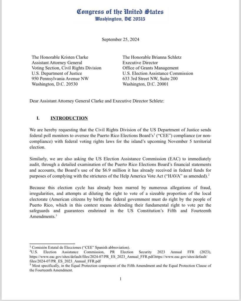 carta congresistas a Dept Justicia EEUU