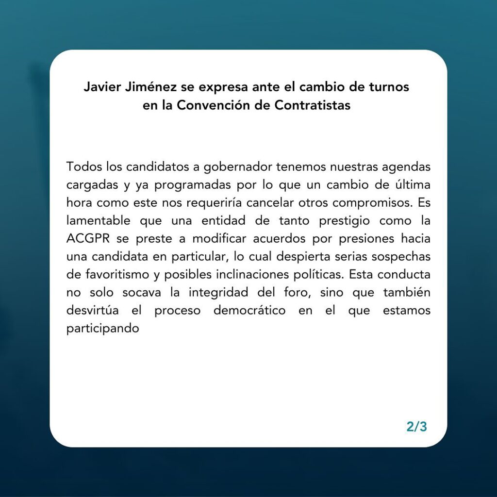 comunicado javier jimenez cambio turno 2